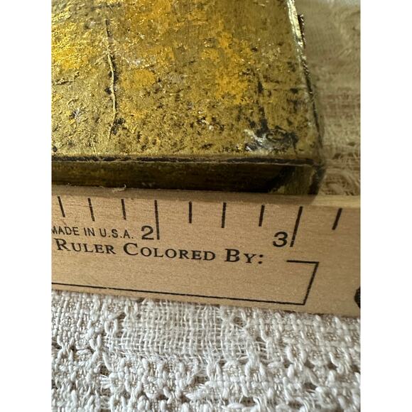 Vintage Gold Gilt Book-Shaped Trinket Box paper mache miniature ornate 4.5x3” - Picture 10 of 16